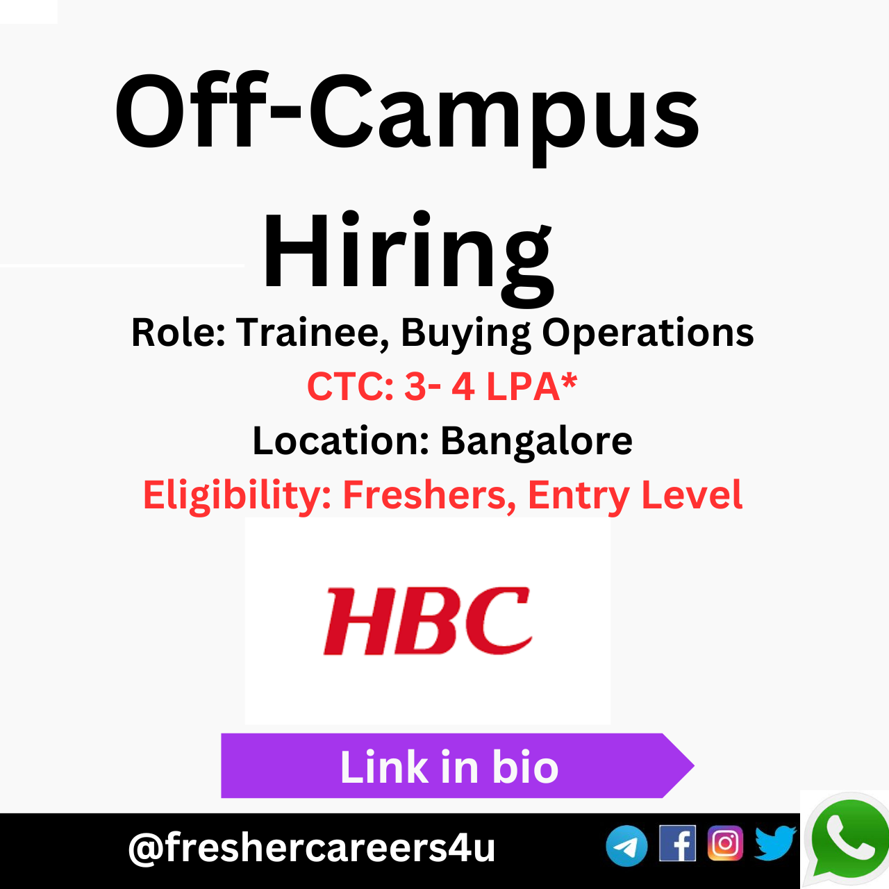 Hbc Off Campus Drive Hiring Freshers As Trainee Buying Operations