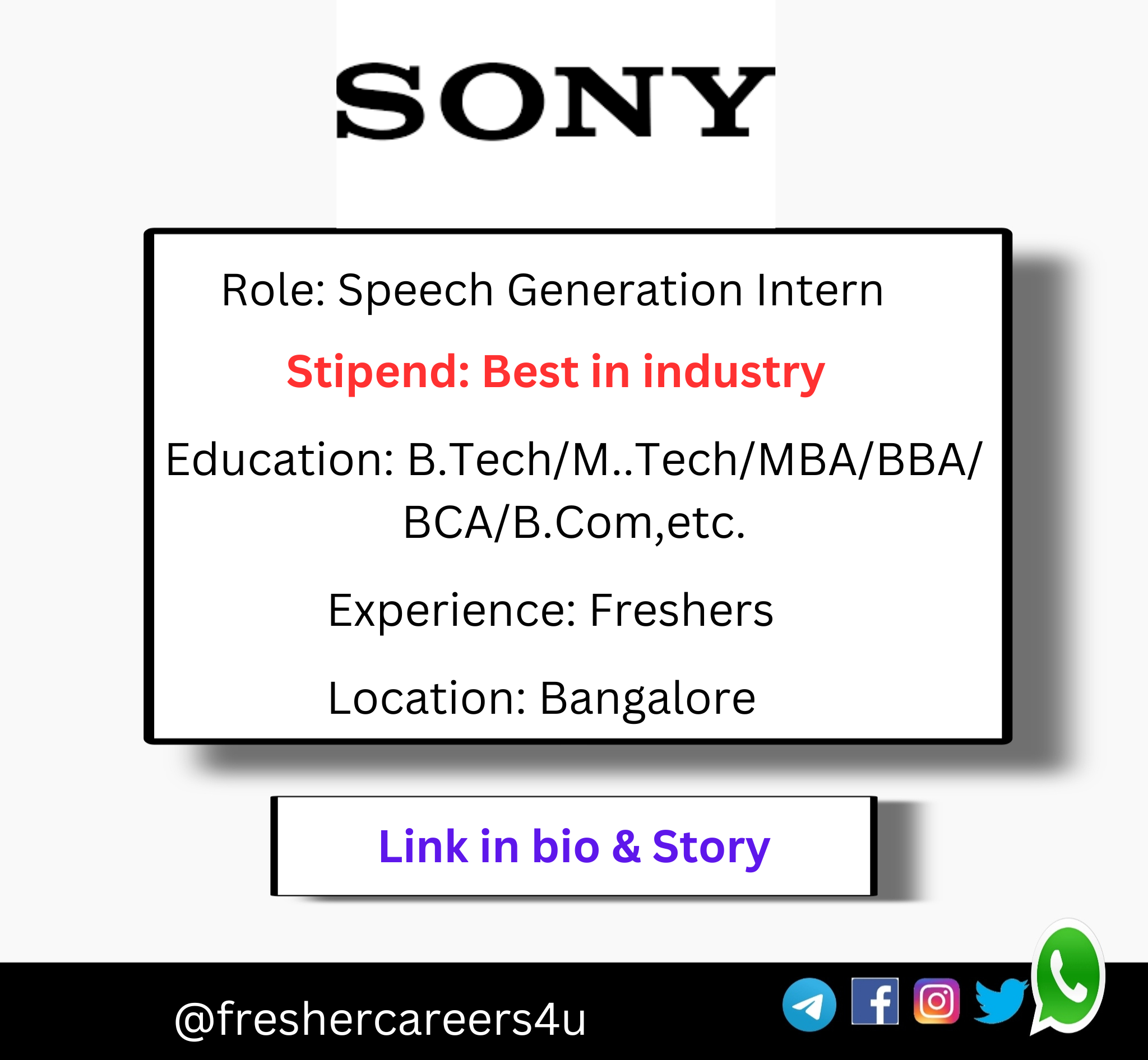 SONY Off-campus internship 2024