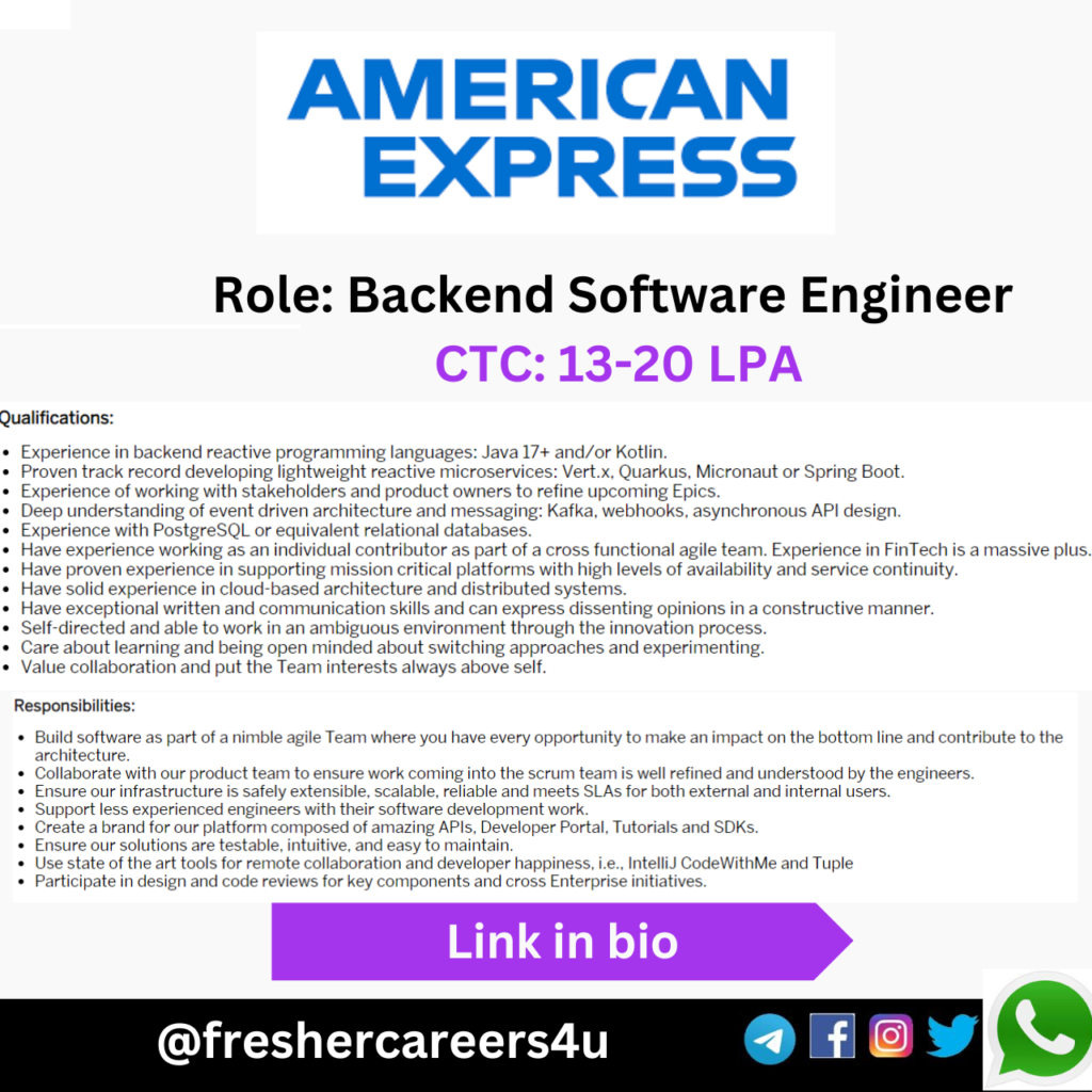 American Express Freshers Recruitment 2024