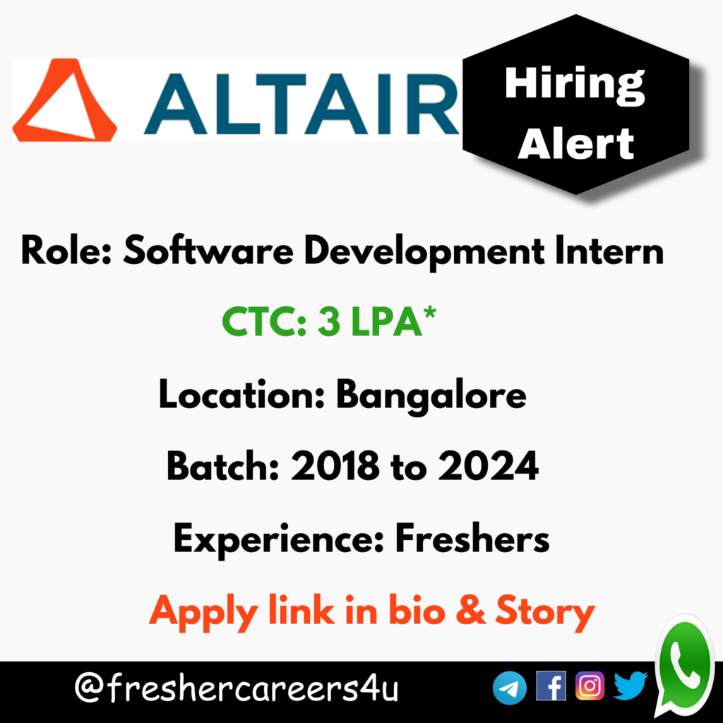 ALTAIR Offcampus Drive 2025 hiring Software Development Intern