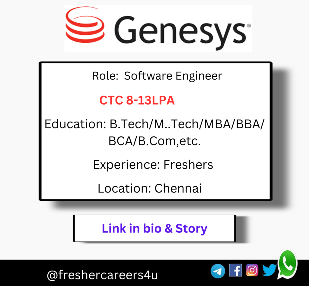 Genesys Offcampus Drive 2024 hiring freshers as Software Engineer, 8