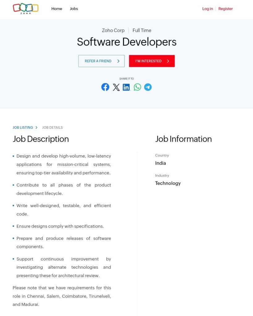 Zoho Recruitment 2023 for Freshers