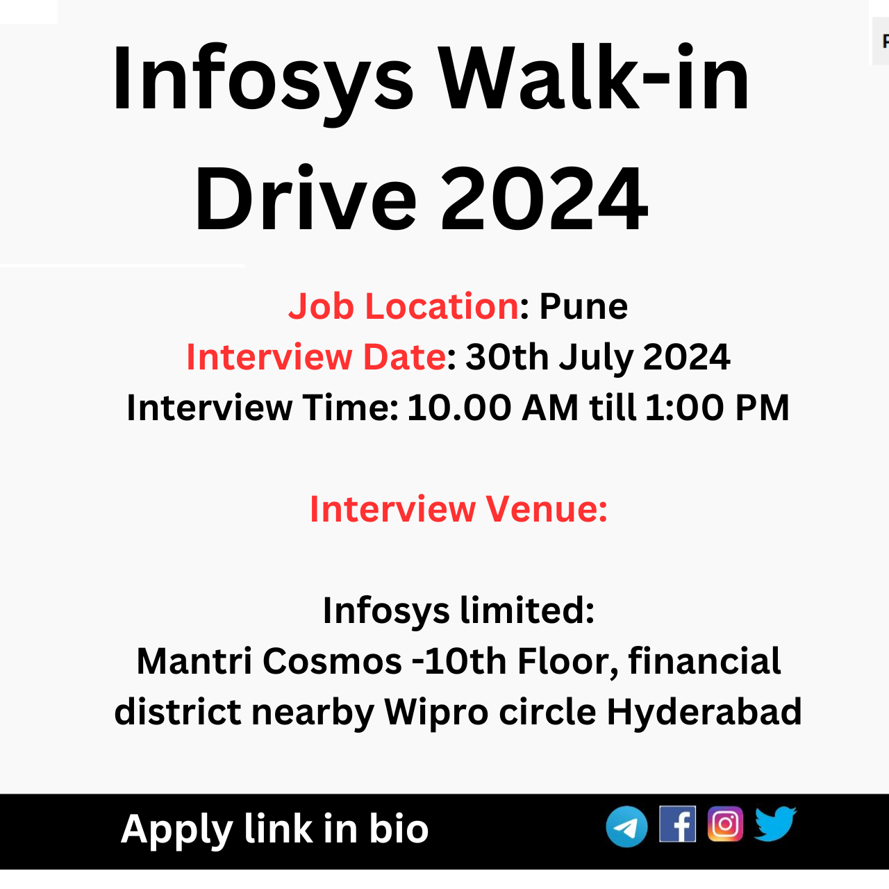 Infosys Walk-in Drive 2024