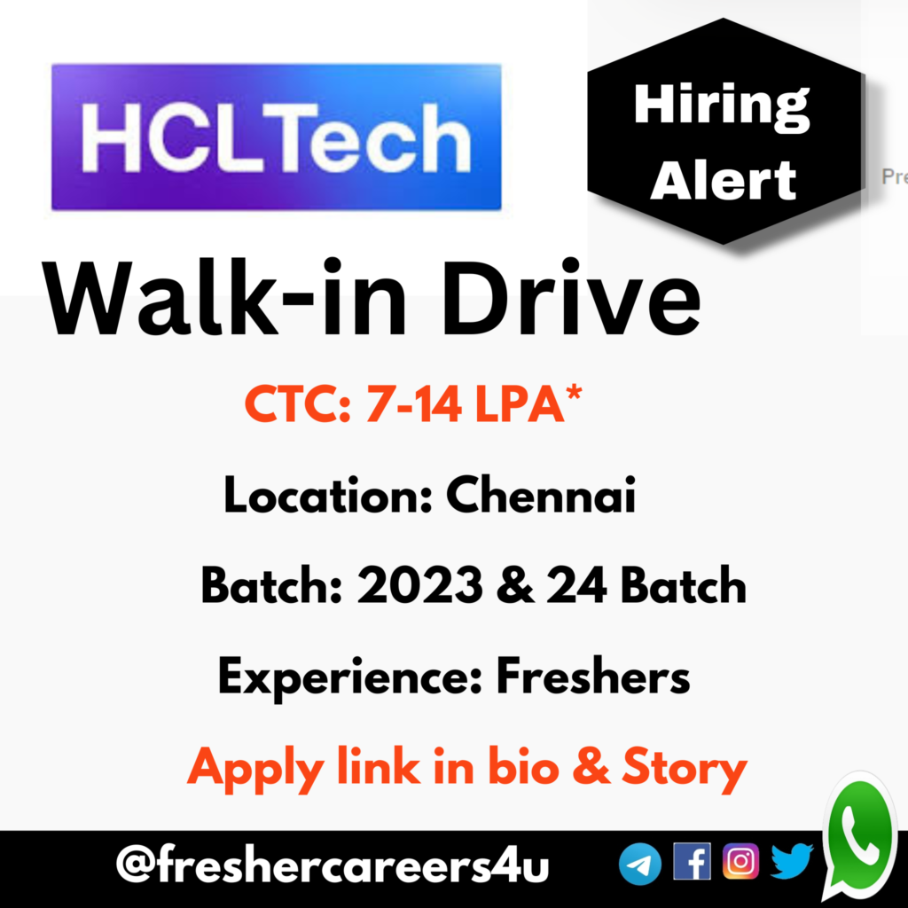 HCL Walk-in Drive 2024 for freshers