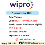 Wipro Freshers Recruitment 2024