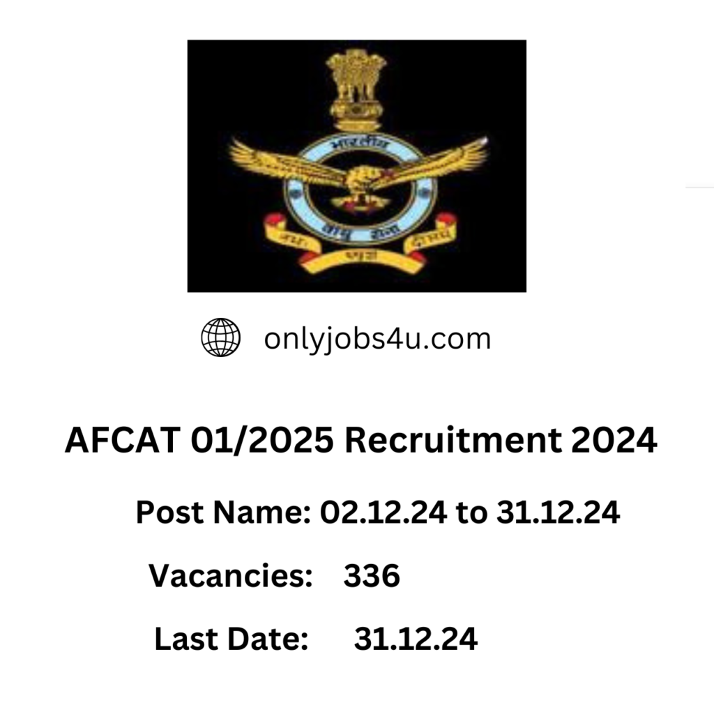 AFCAT 01/2025 Recruitment 2024 