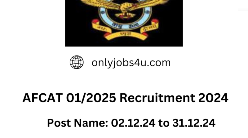 AFCAT 01/2025 Recruitment 2024