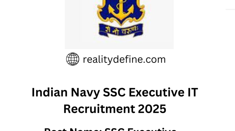 Indian Navy SSC Executive IT Recruitment 2025