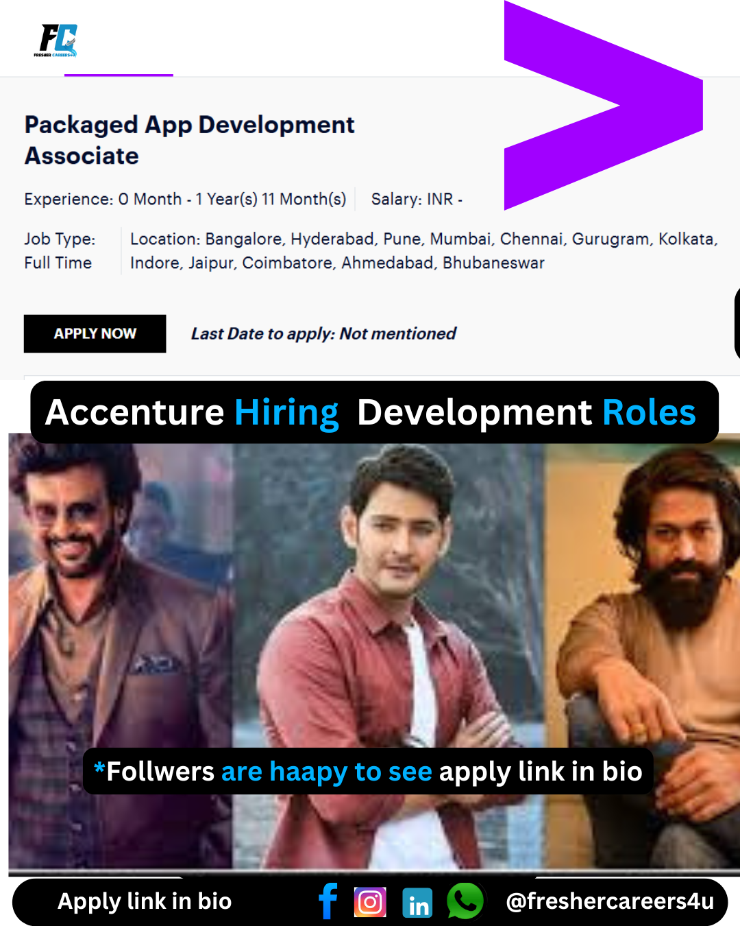 Accenture Off-Campus 2025 hiring freshers for Development Roles