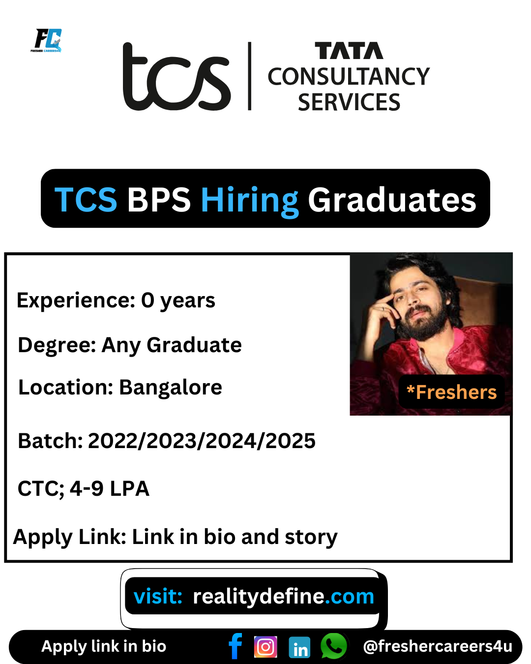 TCS BPS Hiring Batch 2025 Graduates, Apply now