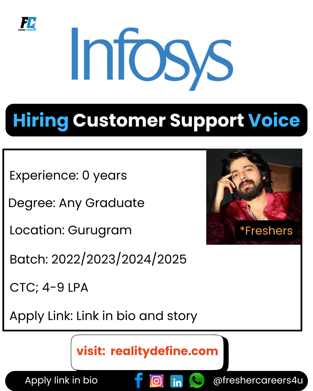 Infosys Off-campus Drive 2025 for Customer support-Voice -Bangalore , 27-30k pm