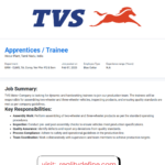 TVS Off-Campus 2025 hiring