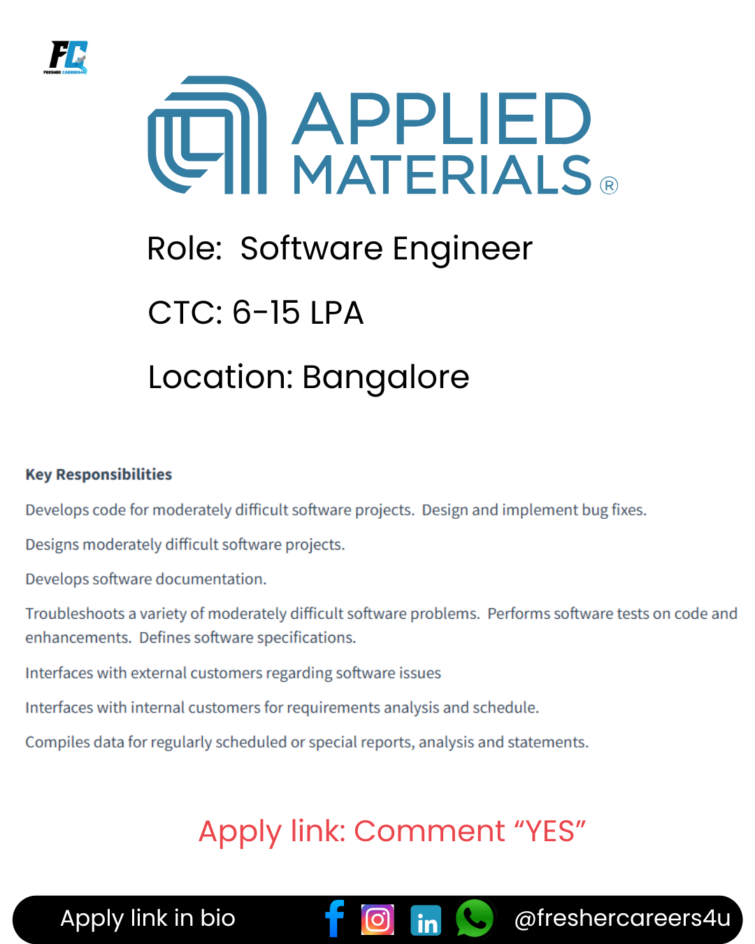 Applied Materials Off-Campus 2025 hiring freshers for Software Engineer